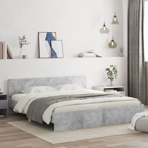 vidaXL Cadre de lit sans matelas gris béton 160x200 cm