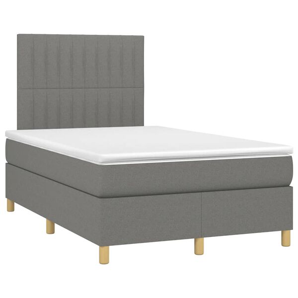 vidaXL Sommier &agrave; lattes de lit matelas LED gris fonc&eacute; 120x190 cm tissu