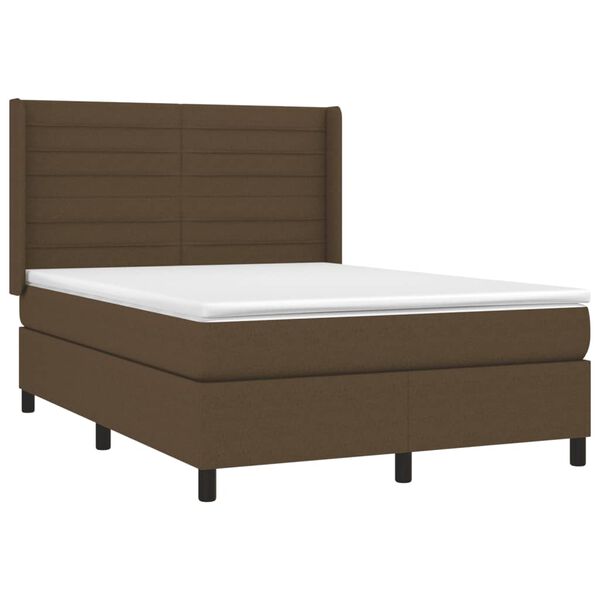 vidaXL Sommier &agrave; lattes de lit avec matelas Marron fonc&eacute; 140x200 cm