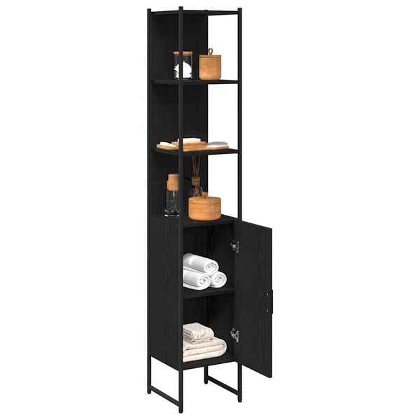 vidaXL Armoire de salle de bain Ch&ecirc;ne noir 33 x 33 x 185,5 cm