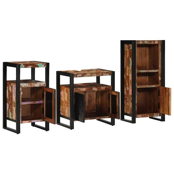 vidaXL Ensemble de mobilier de salle de bain 3 pcs Bois Recyclé Solide