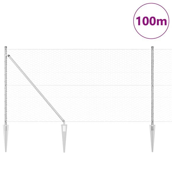 vidaXL Poteau de cl&ocirc;ture. Argent&eacute; 100 x 1,2 m (treillis de 36 mm)