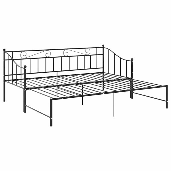 vidaXL Cadre de canap&eacute;-lit extensible sans matelas Noir M&eacute;tal 90x200cm