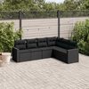 vidaXL Salon de jardin 6 pcs avec coussins noir r&eacute;sine tress&eacute;e
