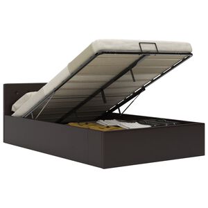 vidaXL Cadre de lit &agrave; rangement hydraulique gris similicuir 140x200 cm