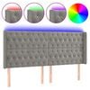 vidaXL T&ecirc;te de lit &agrave; LED Gris clair 203x16x118/128 cm Velours