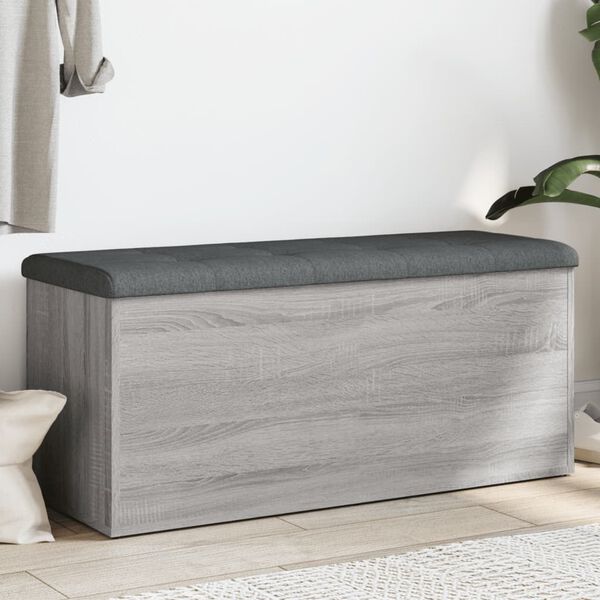 vidaXL Banc de rangement sonoma gris 102x42x45 cm bois d'ing&eacute;nierie