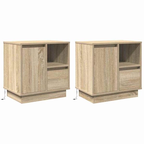vidaXL Cabinet de chevet 2 pcs Ch&ecirc;ne Sonoma 50 x 34,5 x 50 cm.