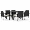 vidaXL Ensemble &agrave; manger de jardin 7 pcs R&eacute;sine tress&eacute;e Noir