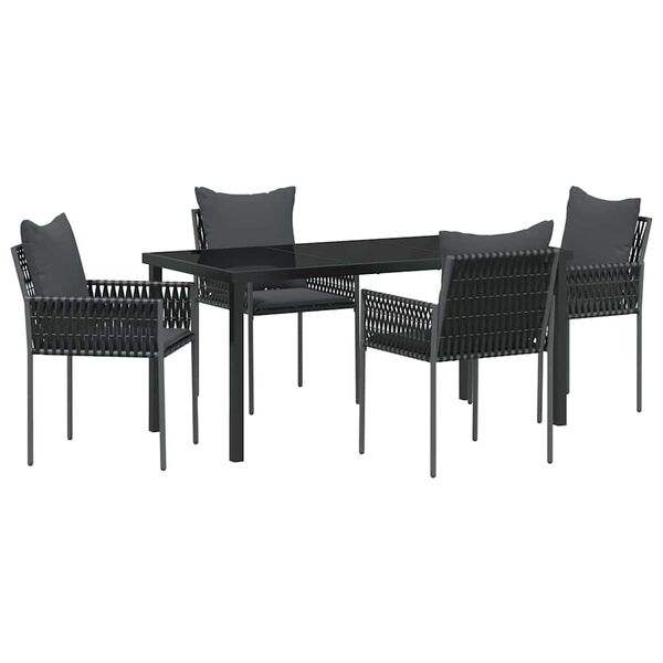 vidaXL Ensemble de salle &agrave; manger pour jardin 5 pcs Noir et gris