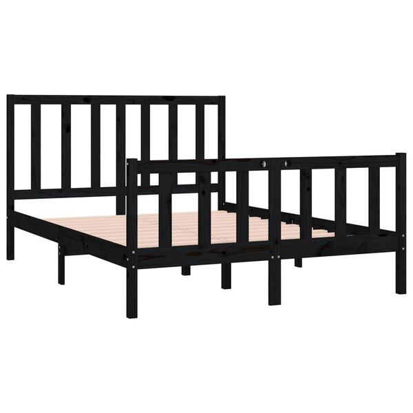 vidaXL Cadre de lit sans matelas noir 135x190 cm bois massif