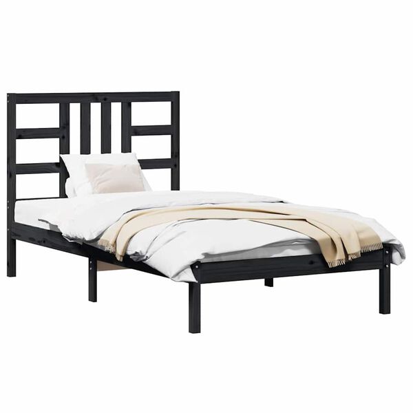 vidaXL Cadre de lit sans matelas noir 100x200 cm bois massif