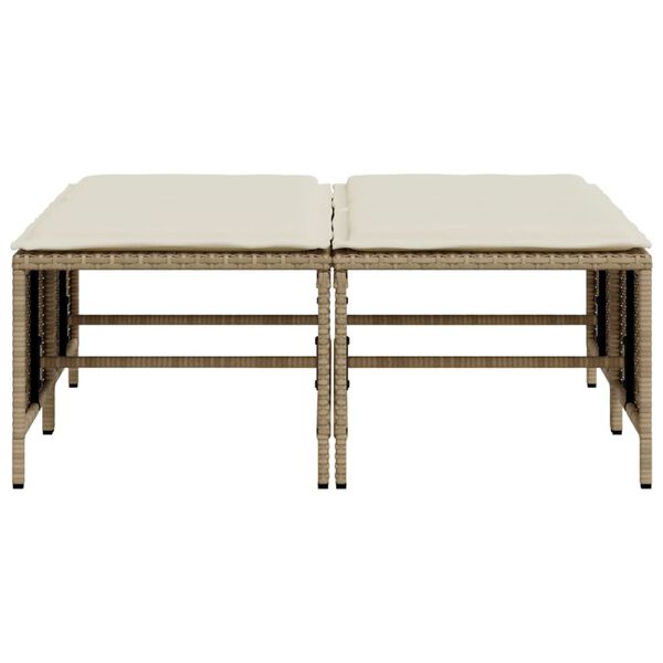vidaXL Tabourets de jardin avec coussins lot de 4 beige résine tressée