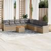 vidaXL Salon de jardin avec coussins 10 pcs beige r&eacute;sine tress&eacute;e