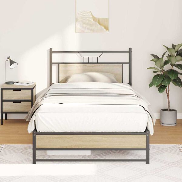 vidaXL Cadre de lit sans matelas ch&ecirc;ne sonoma 100x200 cm