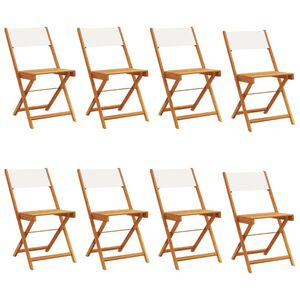 vidaXL Chaises de jardin pliantes lot de 8 tissu et bois massif