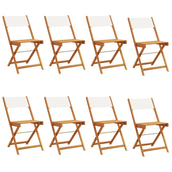 vidaXL Chaises de jardin pliantes lot de 8 tissu et bois massif