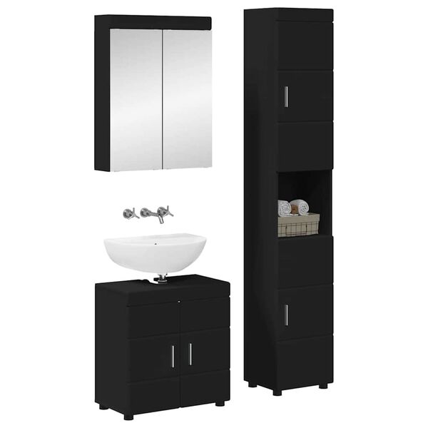 vidaXL Ensemble de mobilier de salle de bain avec &eacute;tag&egrave;re TULUM Noir