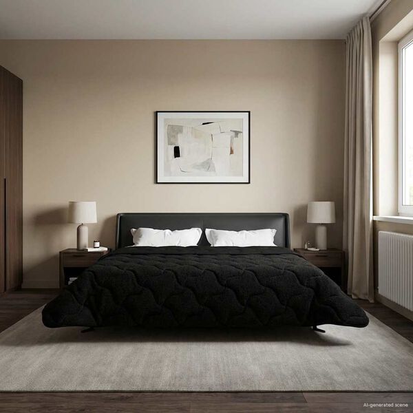 vidaXL Duvet complet toute l'ann&eacute;e Matelass&eacute; Noir 240 x 260 cm