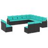 vidaXL Salon de jardin avec coussins 13 pcs noir r&eacute;sine tress&eacute;e