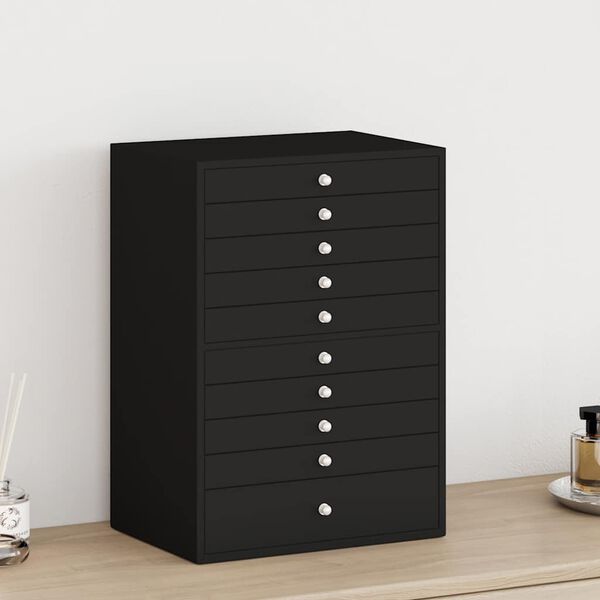 vidaXL Coffret à bijoux 10 niveaux avec supports pour montres Noir 29 x 20,5 x 40,5 cm