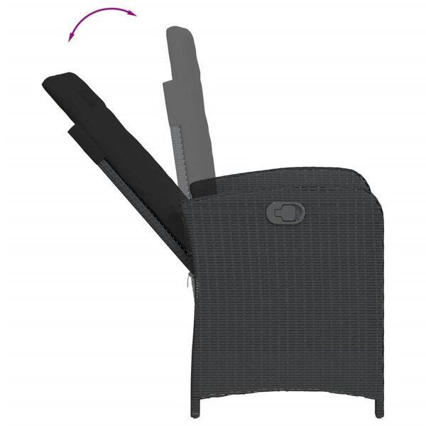 vidaXL Ensemble &agrave; manger de jardin coussins 5pcs Noir R&eacute;sine tress&eacute;e