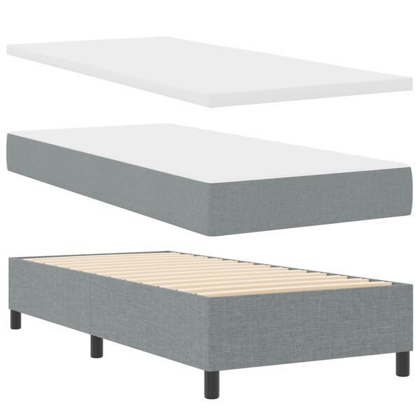 vidaXL Lit &agrave; ressorts avec matelas Gris clair 90 x 200 cm tissu