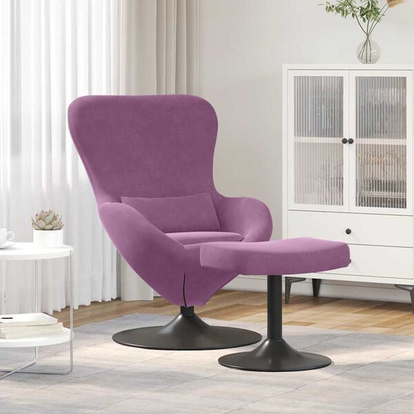 vidaXL Chaise &OElig;uf avec Pouf Violet Velours