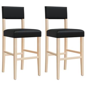 vidaXL Chaises de bar lot de 2 bois massif d'h&eacute;v&eacute;a et similicuir