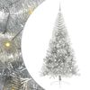 vidaXL Sapin de No&euml;l artificiel pr&eacute;-&eacute;clair&eacute; Argent 240 cm PET
