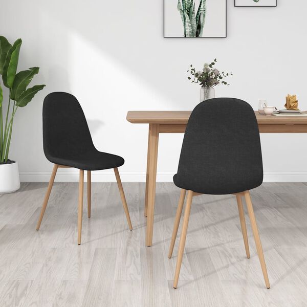vidaXL Chaises à manger lot de 2 noir tissu