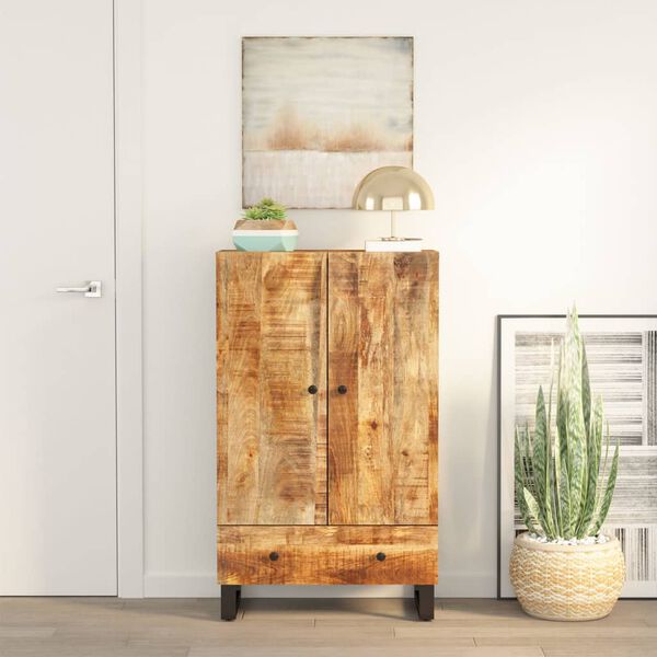 vidaXL Buffet haut avec tiroir 60x33x100cm bois massif manguier et fer