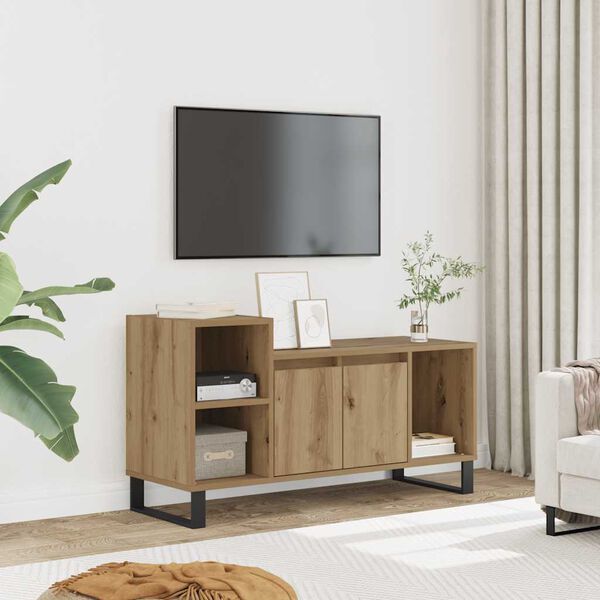 vidaXL Meuble TV ch&ecirc;ne artisanal 100x35x55 cm bois d'ing&eacute;nierie