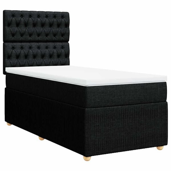 vidaXL Sommier &agrave; lattes de lit avec matelas Noir 100x200 cm Tissu