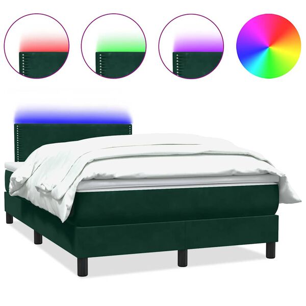 vidaXL Sommier &agrave; lattes de lit et matelas et LED vert fonc&eacute; 120x210cm velours