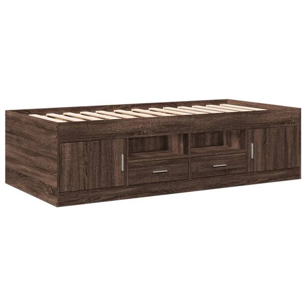 vidaXL Lit de jour avec tiroirs sans matelas ch&ecirc;ne marron 75x190 cm