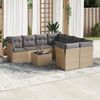 vidaXL Salon de jardin avec coussins 9 pcs beige r&eacute;sine tress&eacute;e