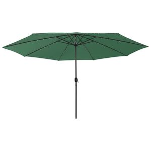 vidaXL Parasol de jardin avec lumi&egrave;res LED et m&acirc;t en m&eacute;tal 400 cm vert