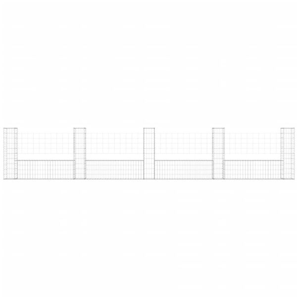 vidaXL Panier de gabion en forme de U avec 5 poteaux Fer 500x20x100 cm