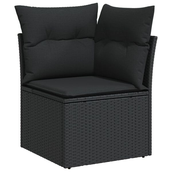 vidaXL Salon de jardin avec coussins 13 pcs noir r&eacute;sine tress&eacute;e
