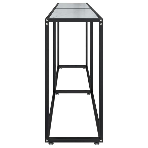 vidaXL Table console Marbre blanc 200x35x75,5 cm Verre tremp&eacute;
