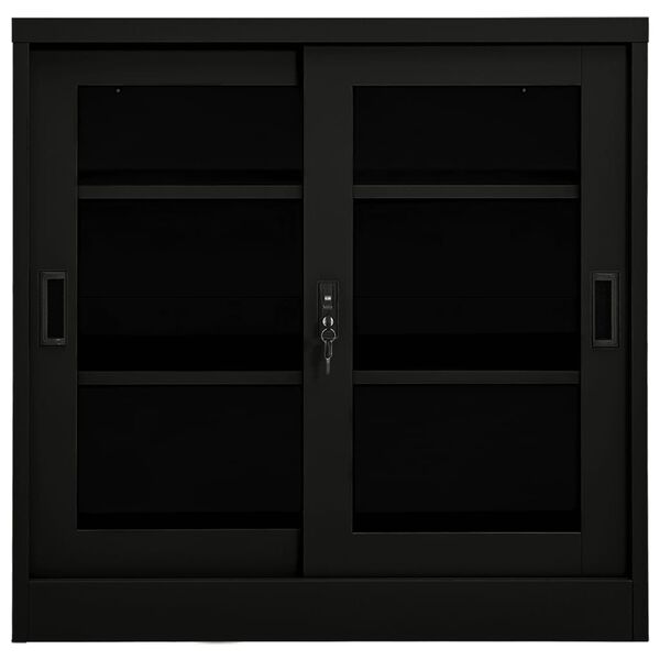 vidaXL Armoire à portes coulissantes Noir 90x40x90 cm Acier