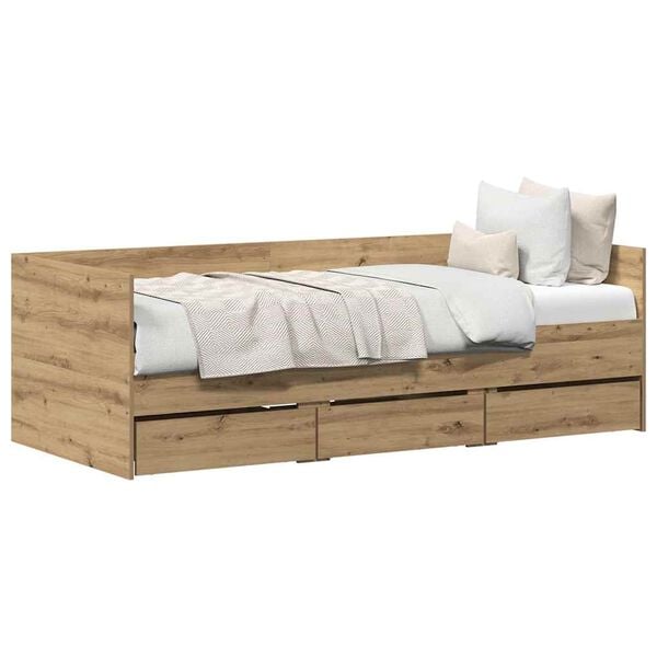 vidaXL Lit d'appoint Chêne artisanal 90 x 200 cm Bois d'ingénierie