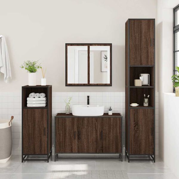 vidaXL Ensemble de meubles de salle de bain 4 pcs chêne marron