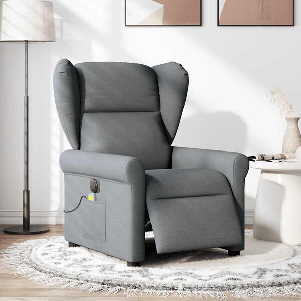 vidaXL Fauteuil inclinable de massage &eacute;lectrique gris fonc&eacute; tissu