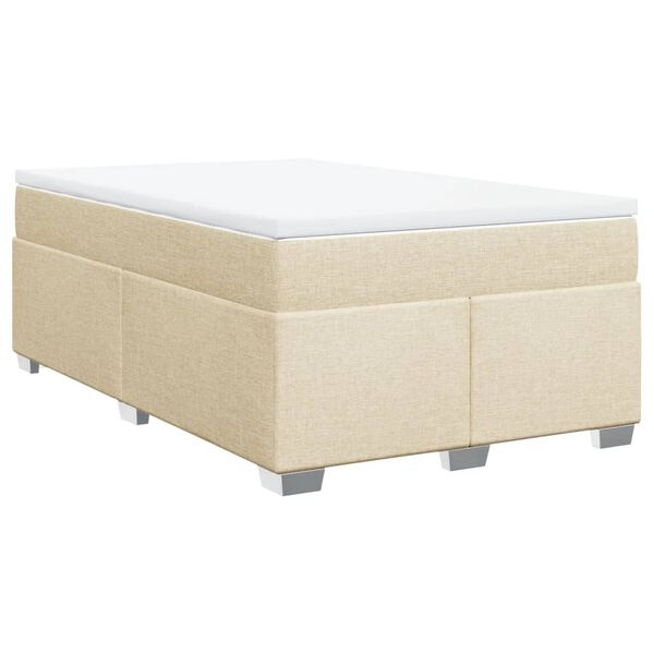 vidaXL Sommier &agrave; lattes de lit avec matelas cr&egrave;me 120x190 cm tissu