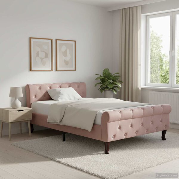 vidaXL Cadre de lit sans matelas Rose Velours 100x200 cm