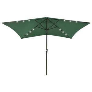 vidaXL Parasol de jardin avec LED et m&acirc;t en acier Vert 2x3 m