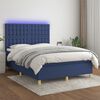 vidaXL Sommier &agrave; lattes de lit et matelas et LED Bleu 140x190 cm Tissu
