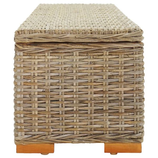 vidaXL Bo&icirc;te de rangement 110 cm Rotin kubu naturel et acajou solide
